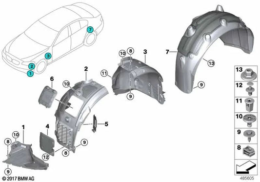 Tampa inferior direita para BMW G30N, G31N, G38N (OEM 51718082212). BMW original