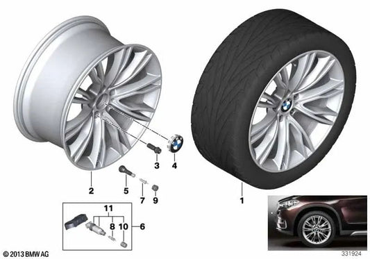 Polished Aluminum Disc Wheel for BMW F15, F16 (OEM 36108092110). Original BMW