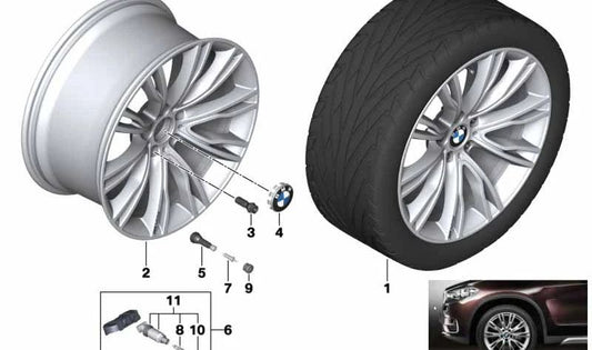 Original BMW alloy wheel bright OEM 36108092109 for BMW F15, F16.