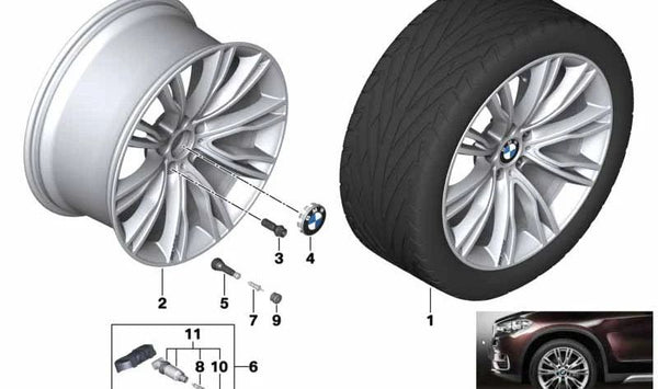 Llanta de aleación original BMW brillante OEM 36108092109 para BMW F15, F16.