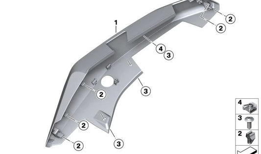 Tapa lateral izquierda maletero OEM 46638388927 para BMW Motorrad C 400 X (CK09, 0C09, 0C31, 0S11). Original BMW Motorrad.