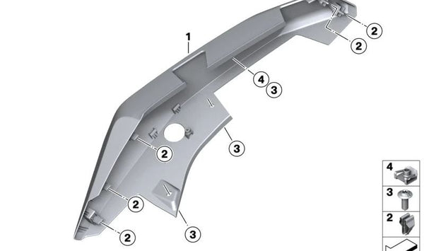 Tapa lateral izquierda maletero OEM 46638388927 para BMW Motorrad C 400 X (CK09, 0C09, 0C31, 0S11). Original BMW Motorrad.