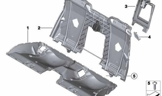 Soporte de relleno asiento trasero OEM 52207266489 para BMW F12, F12N, F13, F13N. Pieza original BMW.