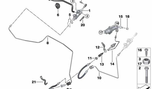 Tubo hidráulico con manguera de presión OEM 21522283043 para BMW E90, E92, E93. Original BMW.