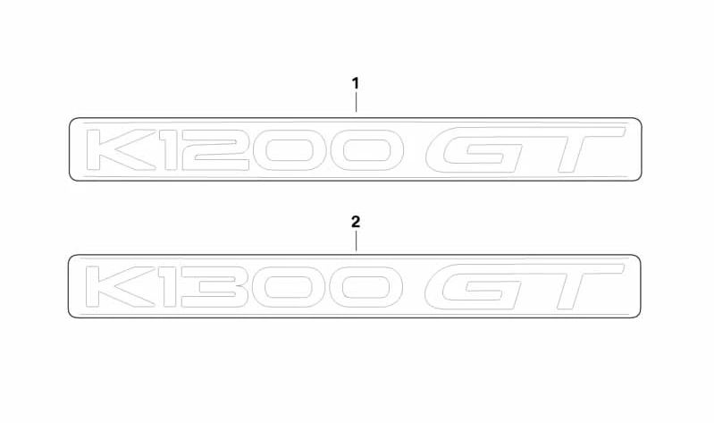 Emblema lateral "BMW" OEM 51147671853 para BMW Motorrad K1200 GT (KK41: 2002-2005, KK44: 2006-2008). Original BMW Motorrad.