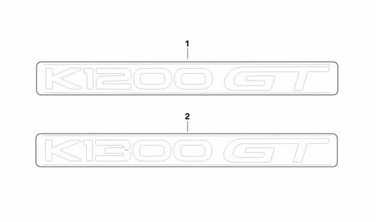 Emblema lateral "BMW" OEM 51147671853 para BMW Motorrad K1200 GT (KK41: 2002-2005, KK44: 2006-2008). Original BMW Motorrad.