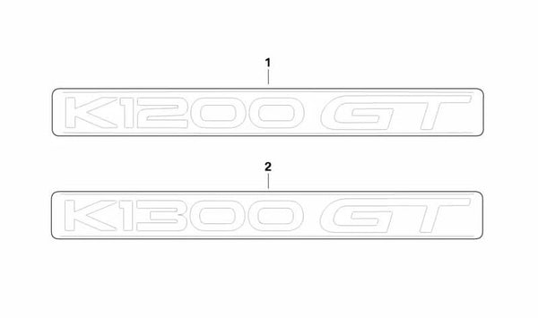 Emblema lateral "BMW" OEM 51147671853 para BMW Motorrad K1200 GT (KK41: 2002-2005, KK44: 2006-2008). Original BMW Motorrad.