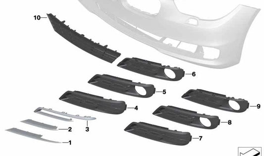 OEM 511731677 Grid di ingresso dell'aria parziale sinistra per BMW F07 Serie 5 GT. BMW originale.