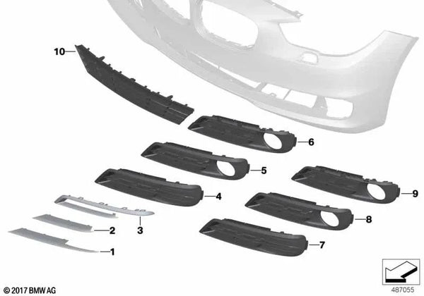 Moldura lateral izquierda para BMW Serie 5 F07N (OEM 51117331721). Original BMW.