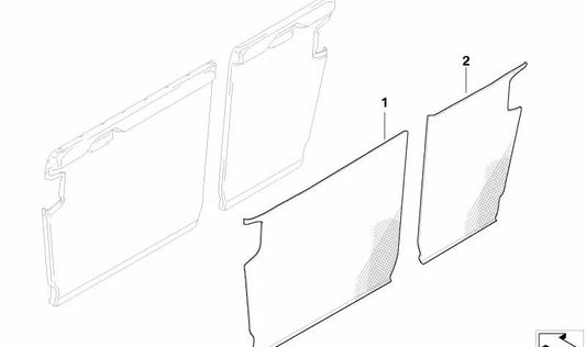 Cubierta lateral derecha respaldo asiento trasero OEM 52207118794 para BMW E91 316d, 316i, 318d (modelos entre 2008 y 2012). Color antracita. Original BMW.
