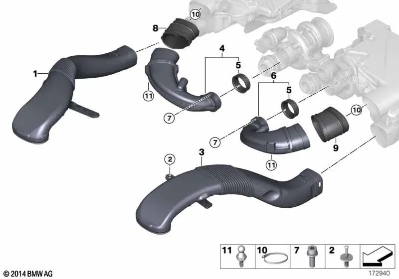 Tubo di aerazione per BMW X5 E70N, X6 E71, E72 (OEM 13717577446). BMW originale