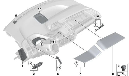 Embellecedor salpicadero madera eucalipto OEM 51459332448 para BMW i3 I01 e I01N. Original BMW.