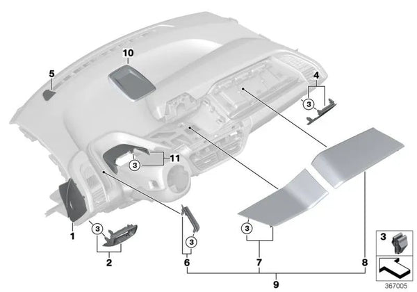 Adorno unidad de mando de luz izquierdo OEM 51459282942 para BMW i3 I01 (2013-2017), i3 I01 LCI (2017-2022). Original BMW.