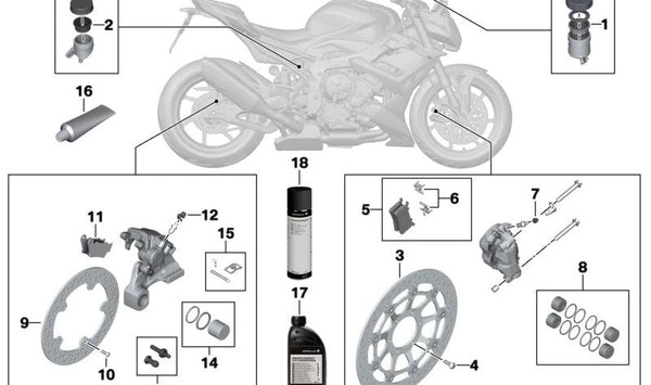 Juego de piezas de fijación OEM 34218382871 para motos BMW S1000RR, F750GS, F900XR, M1000R… y más. Original BMW Motorrad.