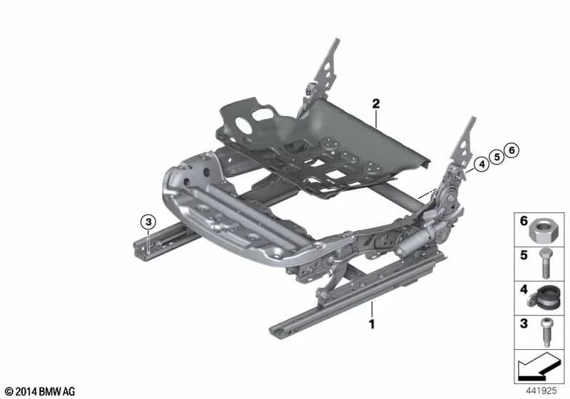 Left electric seat mechanism for BMW I12, I12N (OEM 52107326665). Original BMW.