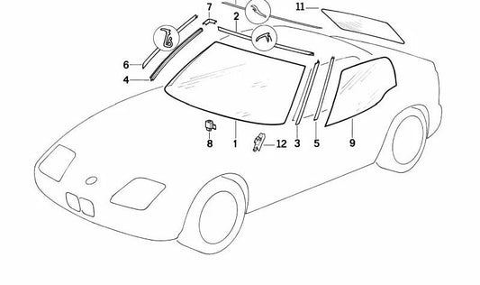 Moldagem superior OEM 51312291179 para BMW Z1. Peça original BMW.