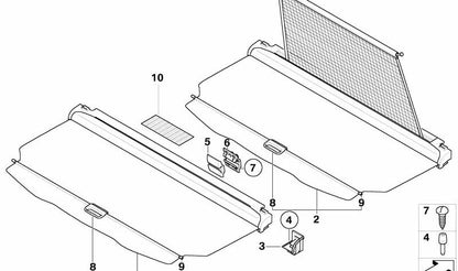 Trunk shade for BMW X3 E83, E83N (OEM 51473424663). Original BMW