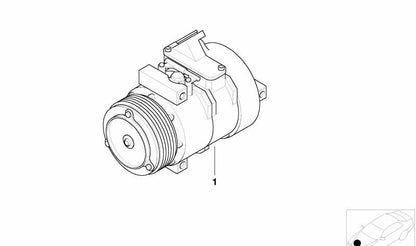 Compresor de aire acondicionado OEM 64509175481 para BMW E65 y E66 (735i, 740i, 745i, 750i, 760i). Compatible con motores N62, N62T y N73. Original BMW.