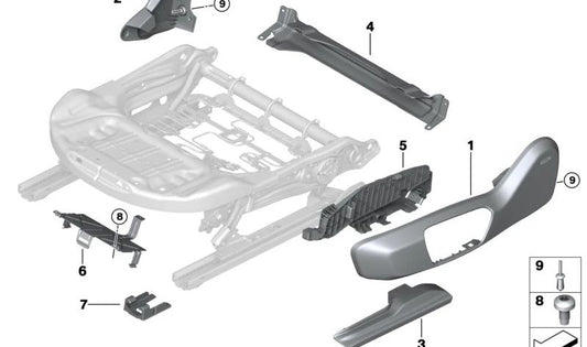 Left side door handle cover for BMW 1 Series F40, F52, 2 Series F44, F45, F46, X1 F48, F49, X2 F39, Z4 G29 (OEM 52107351923). Original BMW