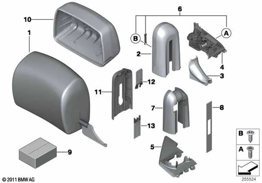 Left leather headrest for BMW 3 Series E93, E93N (OEM 52107259367). Original BMW