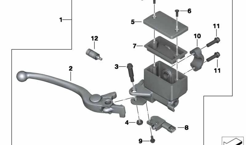 Maneta freno delantero OEM 32727725222 para BMW Motorrad C evolution CK17, C 600 Sport CK18, C 650 Sport CK18, C 650 GT CK19. Original BMW Motorrad.
