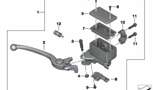 Poignée de frein avant 32727725222 pour BMW Motorrad C Evolution CK17, C 600 Sport CK18, C 650 Sport CK18, C 650 GT CK19. BMW original Motorrad.