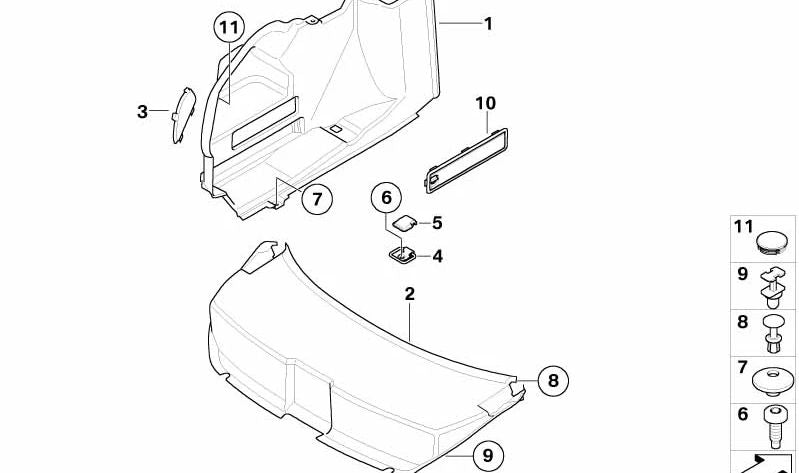 Cubierta luz trasera derecha OEM 51477054962 para BMW E63, E64. Original BMW.