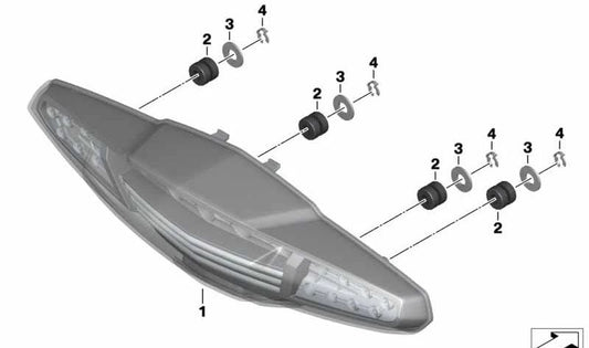 Combinazione di fanali posteriori a LED OEM 63218525446 per motociclette BMW K1600GT, K1600GTL, C650GT. BMW Motorrad originale.