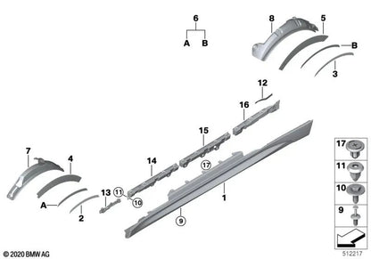 Left rear step fastening list for BMW F87, F87N (OEM 51778062193). Original BMW