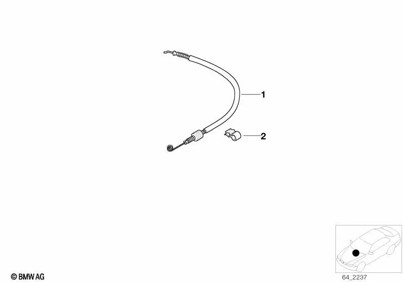 Câble Bowden pour BMW E46, E39, E36 (OEM 64118397724). BMW d'origine