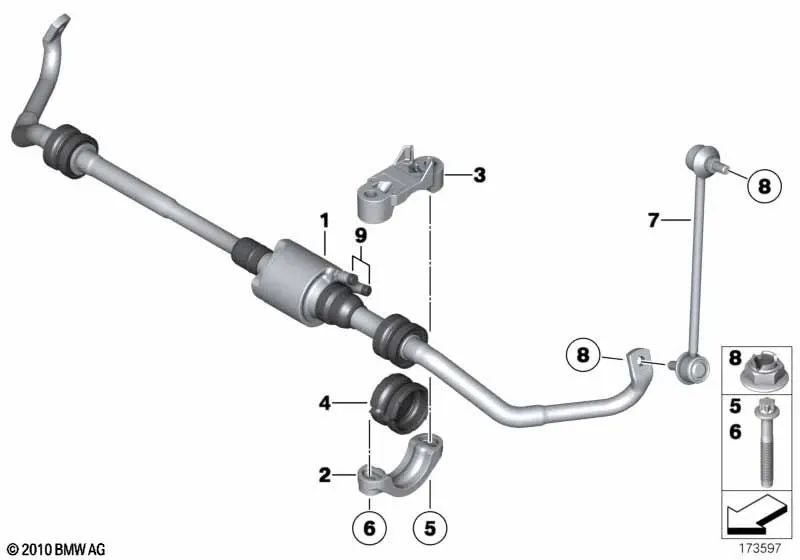 Überlegene Unterstützung für Stabilisator für BMW F07, F10, F11, F06, F12, F13, F01N, F02N (OEM 37106869950). Original BMW