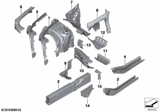 Anschluss Motorträger Esquerda para o exterior para BMW X5 F95, G05, G18, X6 F96, G06, X7 G07, XM G09 (OEM 41007933253). BMW original