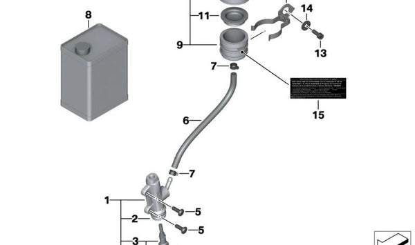 Soporte trasero del depósito de freno OEM 34317729042 para BMW Motorrad K 1600 GT/GTL/Exclusive (KK48) modelos 2010-2027. Original BMW Motorrad.