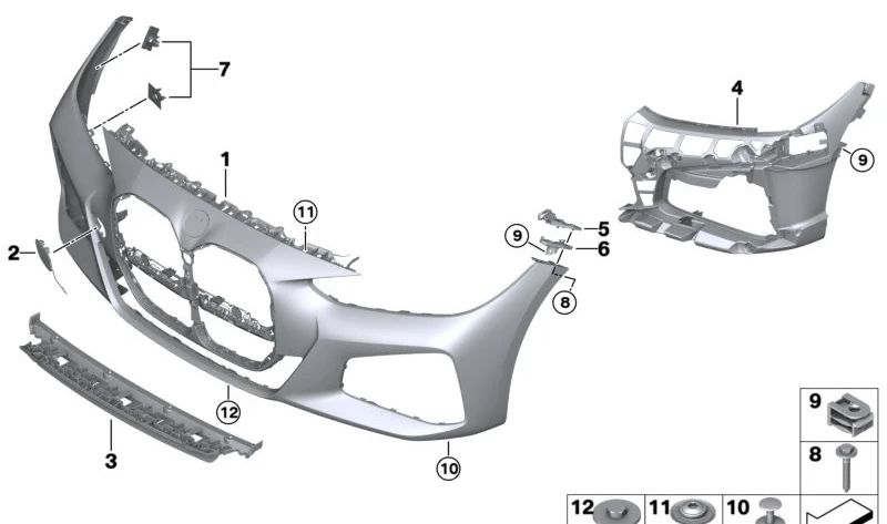 Adaptador de proteção do compartimento do motor para BMW G22, G23 (OEM 51118078410). BMW original