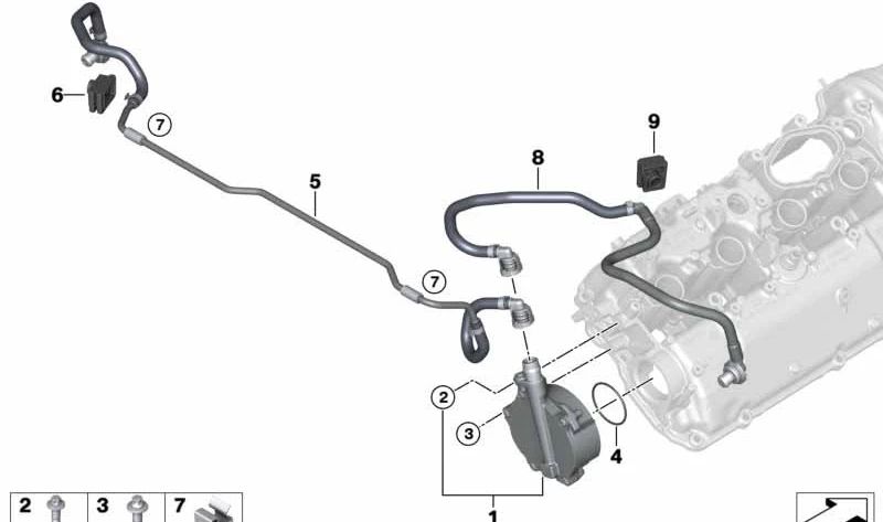 Pipe d'aspirateur OEM 11668602031 pour BMW F90, G30, G31, G11, G12. BMW d'origine.