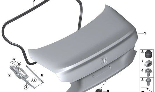 Rear right door hinge for BMW 2 Series G42, G87 (OEM 41008492128). Original BMW