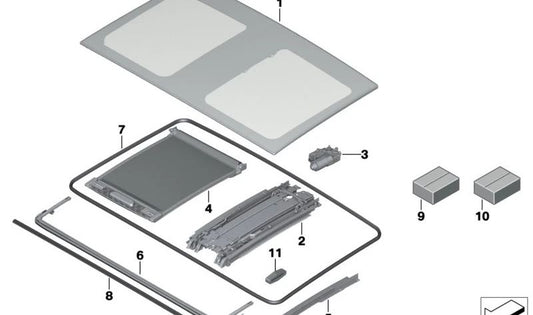 Juego de guías correderas OEM 54107393508 para BMW i3 {I01} 60Ah y 120Ah (incl. versiones Rex). Compatible con modelos fabricados entre 2013 y 2022. Original BMW.