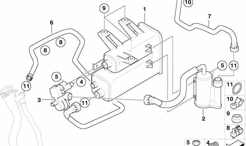 Breather pipe for BMW Z4 E85, E86 (OEM 16136758017). Original BMW