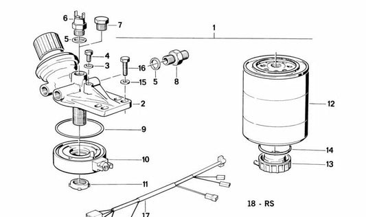 Tornillo de cierre del filtro de combustible OEM 13321285906 para BMW E28. Pieza original BMW.