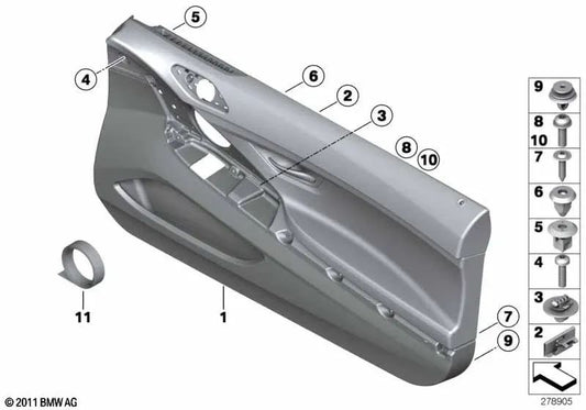 Linksleder -Türabdeckung für die BMW 6 F12 -Serie, F13 (OEM 51417288467). Original BMW.