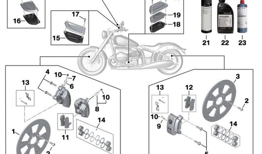 Juego de pastillas de freno traseras OEM 34211542640 para BMW Motorrad R 18, R 18 Classic, R 18 B, R 18 Transcontinental. Original BMW Motorrad.