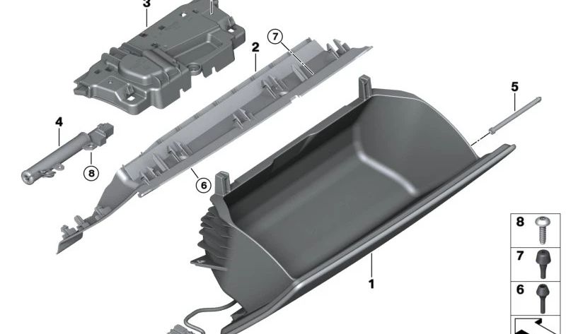 Tapa guantera en cuero OEM 51167884059 para BMW G70. Original BMW.