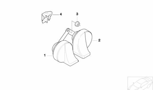High frequency horn OEM 61338378776 for BMW E38. Original BMW.