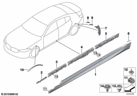 Fita adesiva esquerda para BMW G14, G15, G16 (OEM 51779479129). BMW original.