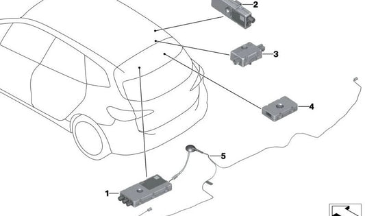 Amplificador de antena AM/FM/DAB OEM 65205A4FF06 para BMW Serie 2 U06 (216i, 218d, 218i, 220d). Compatible con modelos desde 2021 hasta 2030. Original BMW.