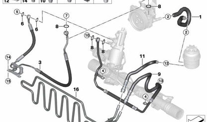 Tubo de retorno del radiador OEM 32416778441 para BMW E90, E91, E92. Original BMW