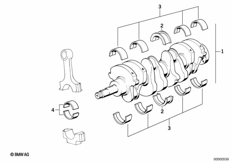 Semicojinete rojo OEM 11211304038 para BMW 3 E30 M3, CM92 E30 M3 CA/DTM… y más. Original BMW.