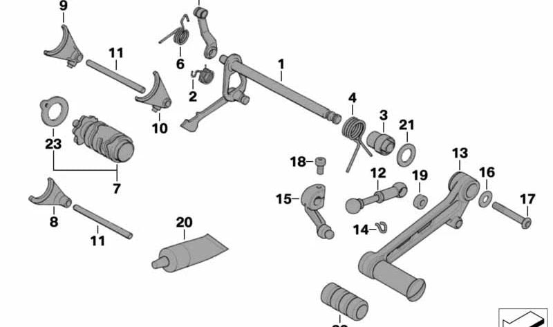 Palanca de cambio OEM 23417678012 para BMW Motorrad F 650 CS (0744, 0177). Original BMW Motorrad.