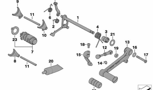 Palanca de cambio OEM 23417678012 para BMW Motorrad F 650 CS (0744, 0177). Original BMW Motorrad.