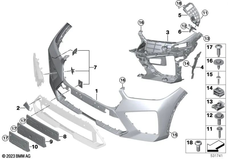 Adaptateur Insérer le pare-chocs avant gauche pour BMW X5 F95, F95N (OEM 5111807689). BMW d'origine